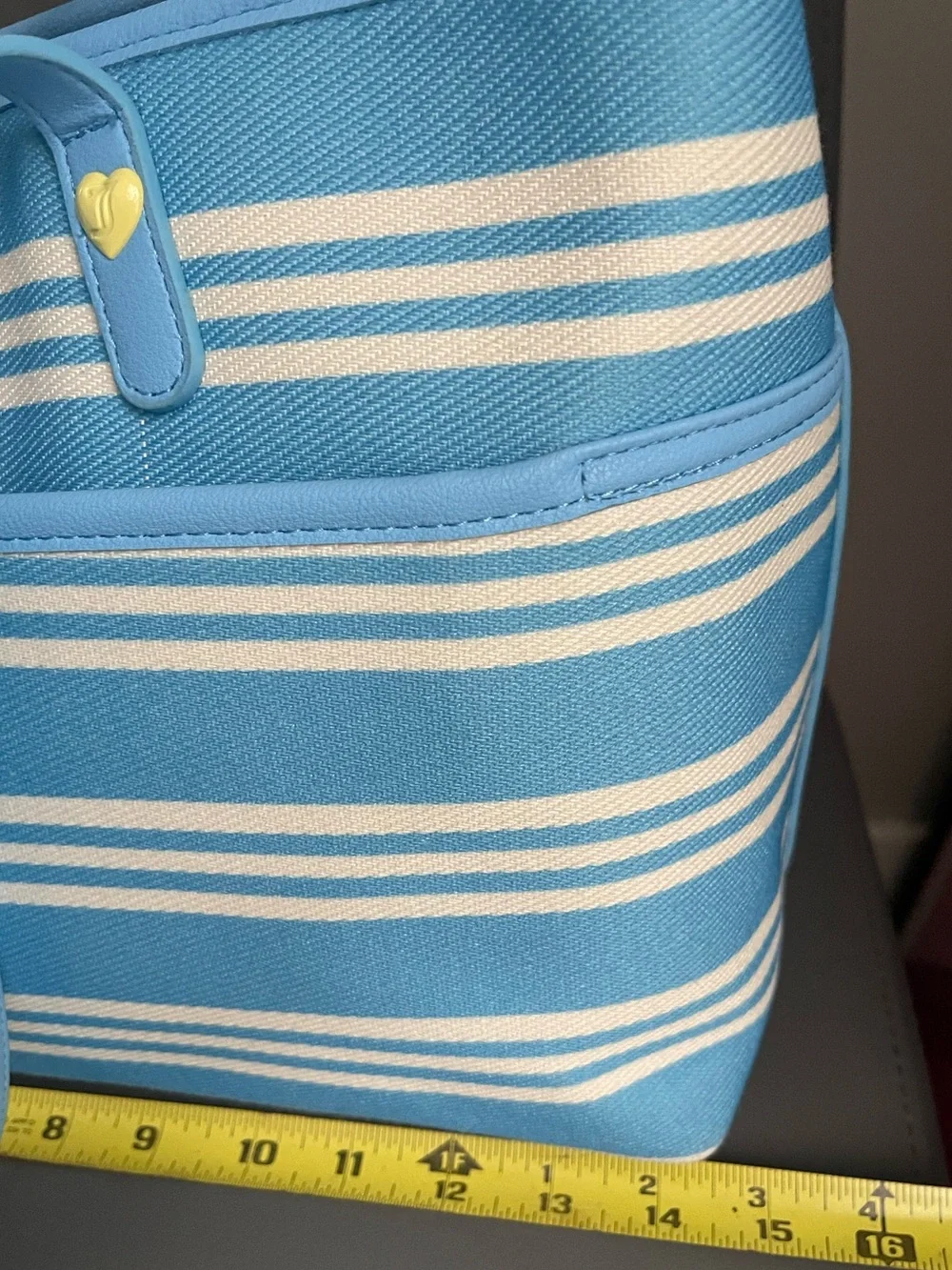 Juicy Couture Paradise Tote Blue White Lemon Striped Canvas